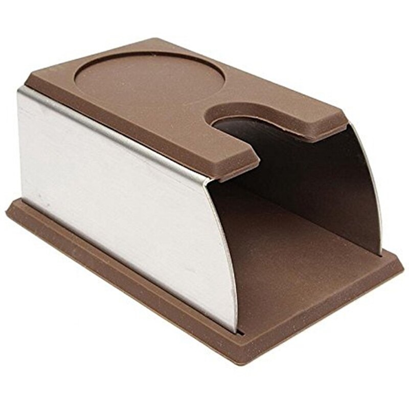 Stevige Rvs Siliconen Espresso Koffie Tamper Stand Barista Tool Aanstampen Houder Rack Plank Koffie Machine Tool: Brown