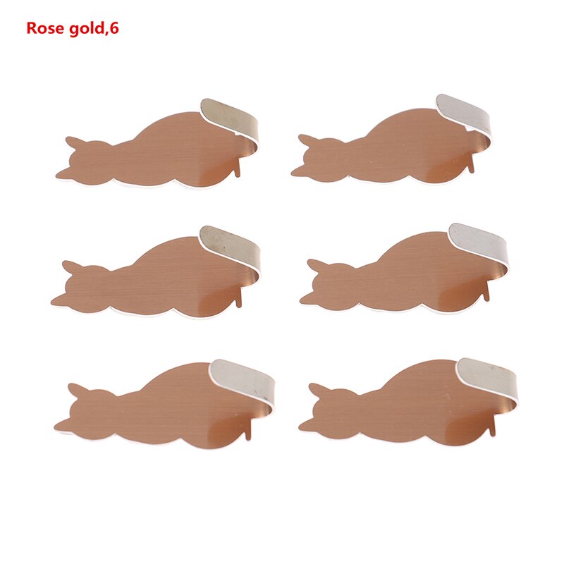 Zelfklevende Haken Kat Patroon Opslag Houder Voor Badkamer Keuken Hanger Stick Op Wall Opknoping Deur Kleren Handdoekhouders: Rose Gold 6