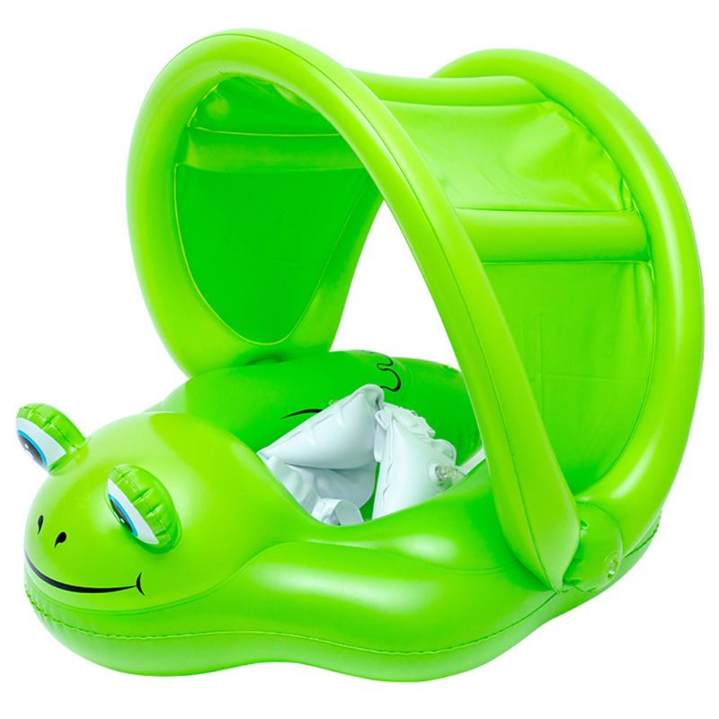 Baby Swimming Ring Float Inflatable Frog Circle Toy Awning Play Crawling Buoy: Default Title