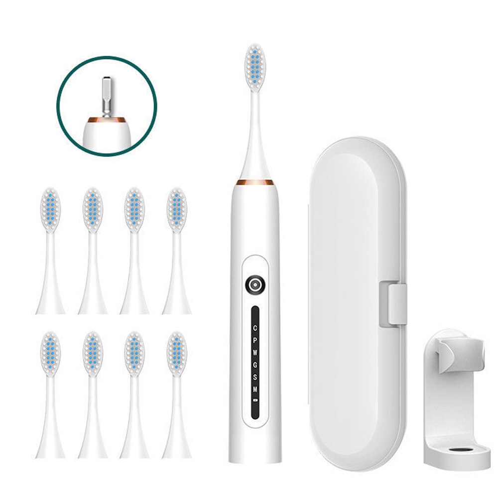 Electric Toothbrush Tooth Brush USB Rechargeable Adult Waterproof Ultrasonic Automatic 6 Mode With Travel Case: Package H