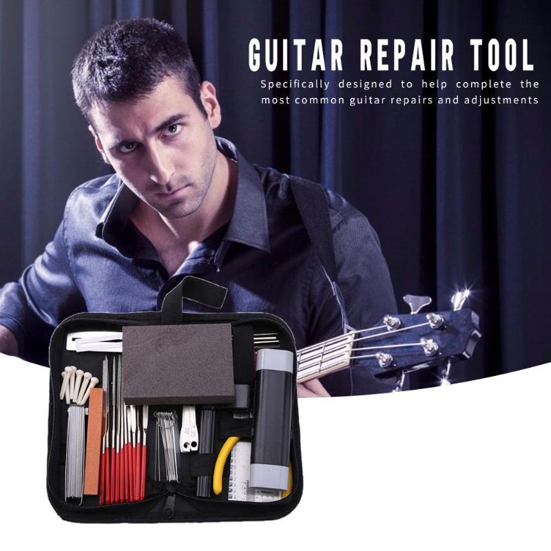 Kit de herramientas profesionales para el cuidado de la guitarra, Kit técnico de reparación, conjunto de herramientas de reparación de guitarras, Kit de herramientas de bajo eléctrico acústico