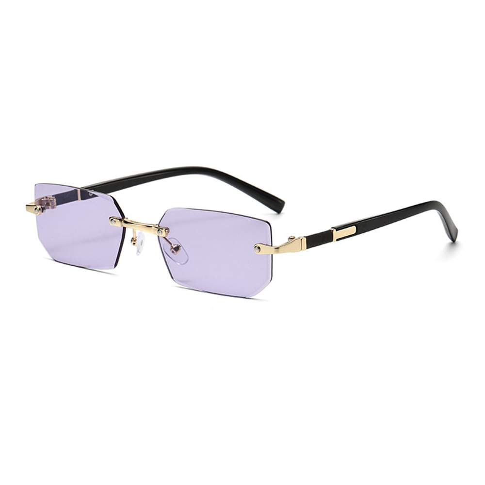 Kleine rechteckige randlose Sonnenbrille Männer Luxusmarke rahmenlose Leoparden Sonnenbrille für Frauen Jahrgang quadratische Brillen farben: Farbverlauf Grau