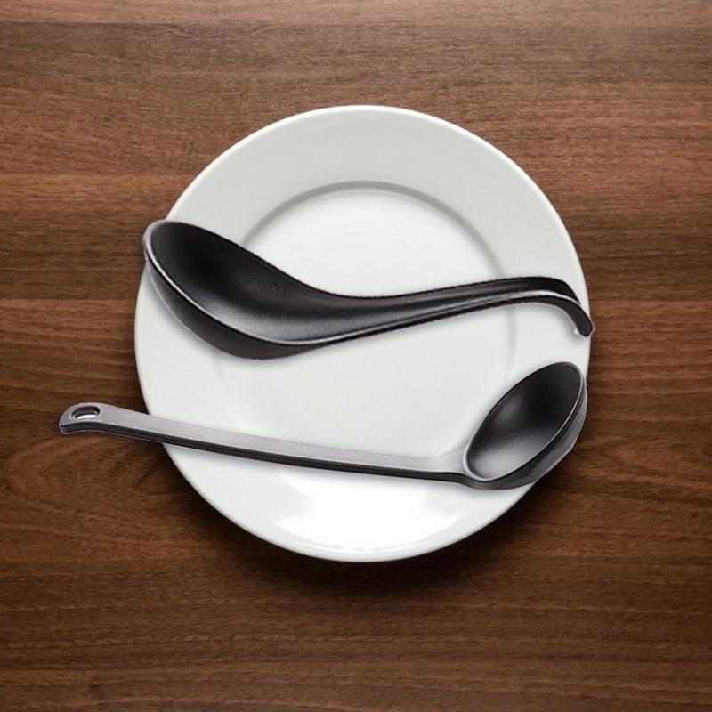 Black Soup Spoon Ramen Soup Bowl Multi-Size Plastic Spoon Ladle Buffet Restaurant Tableware Supplies DH