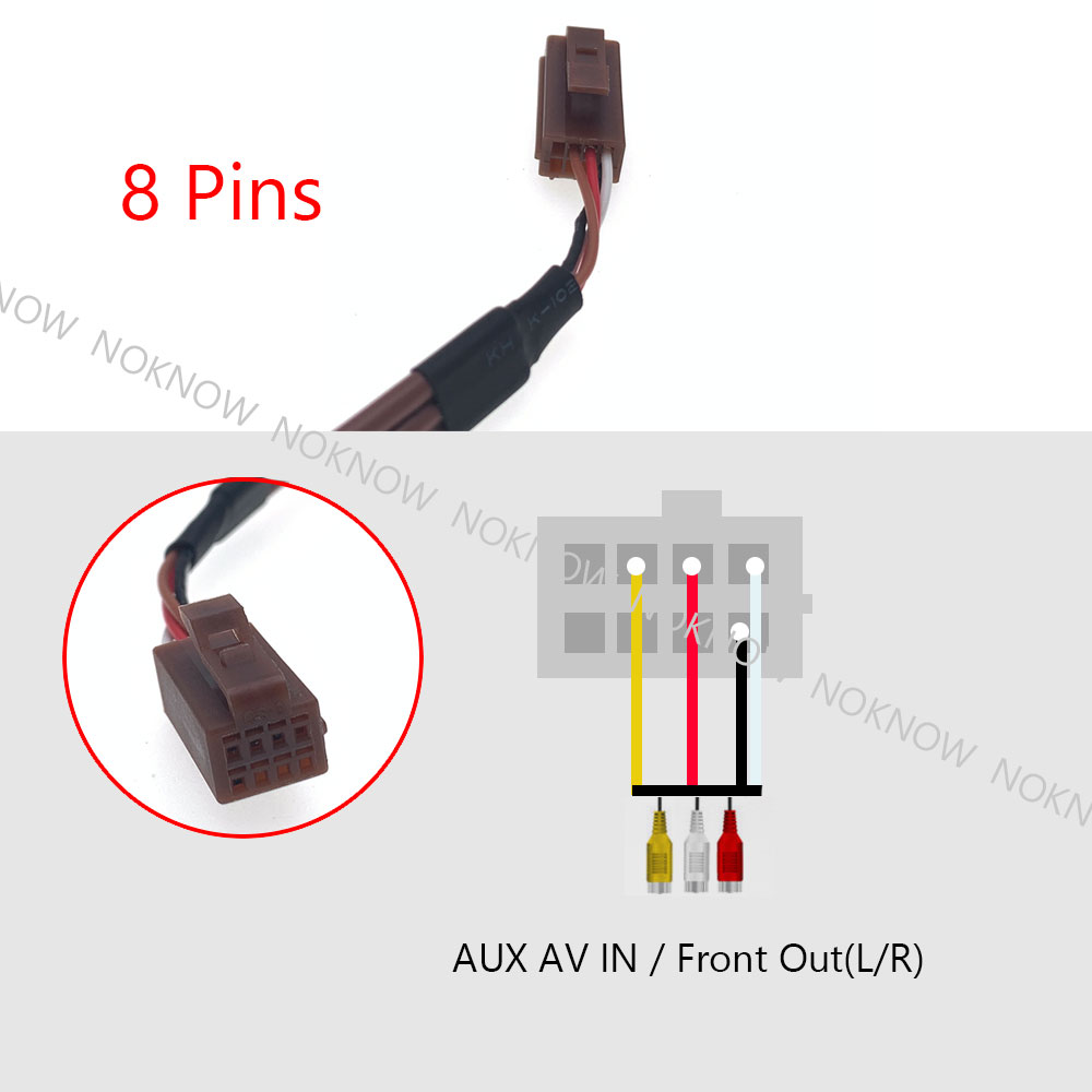 Adaptateur de câble de sortie RCA pour voiture, connecteur de câblage, audio SFP, AUX, entrée AV, accessoires radio Android, universel, 8 broches