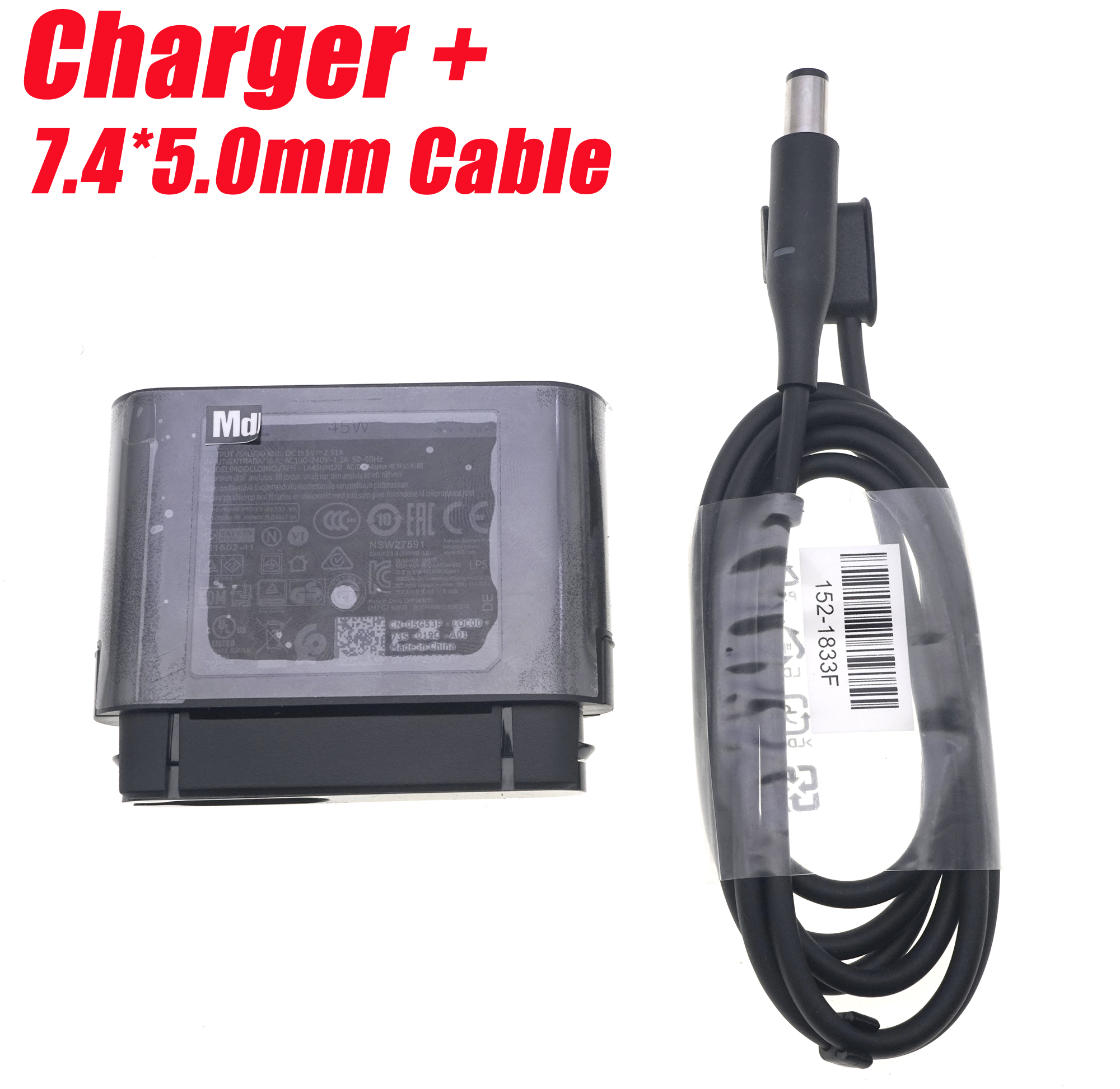 Genuine 19.5V 2.31A 45W AC Adapter 43Wh Laptop Hybrid Power bank for Dell XPS 4.5*3.0 7.4*5.0 USB-C TYPE-C SMP43PH170 LA45NM170: black