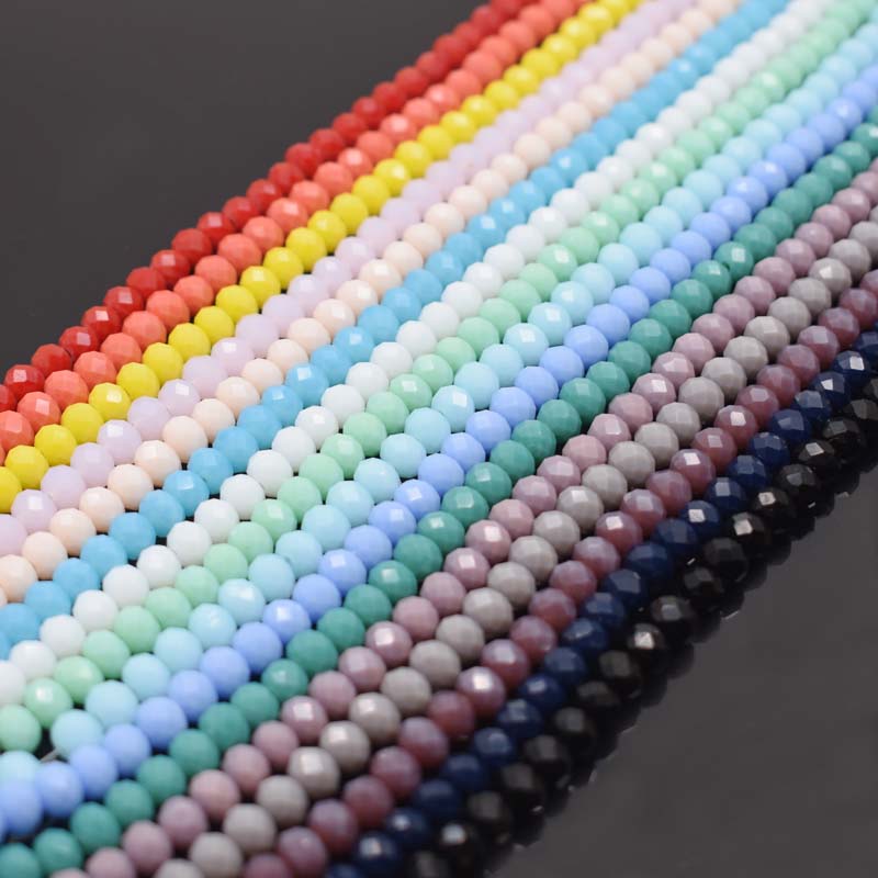 Venda Cores sólidas 4*6mm 82 pçs rondelle áustria facetado contas de vidro cristal solto espaçador contas redondas para fazer jóias diy