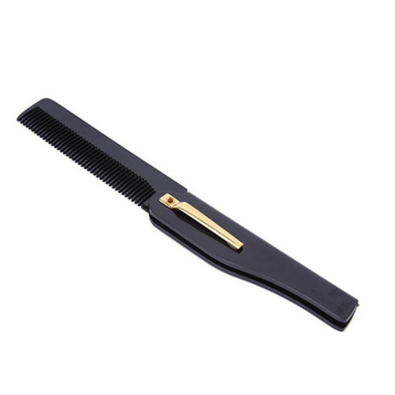 Cepillo de pelo plegable portátil con espejo, peine de viaje compacto, monedero de tamaño bolsillo, nueva , 1 unidad: Morado