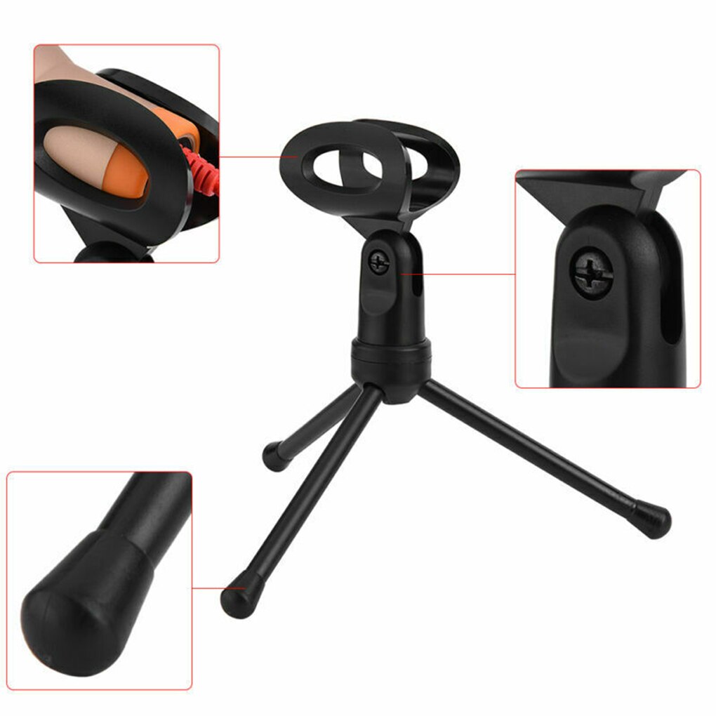 SF-666 Handheld Microphone 3.5mm Jack Wired Sound Stereo Mic With Stand Tripod For Desktop PC