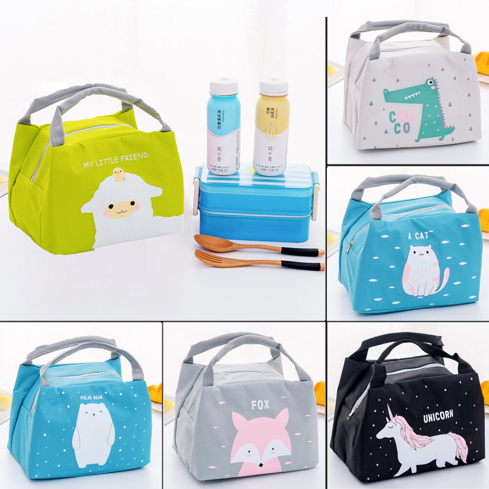 Cartoon Cute Lunch Bag For Women Girl Kids Children Thermal Insulated Lunch Box Tote Food Picnic Bag Milk Bottle Pouch