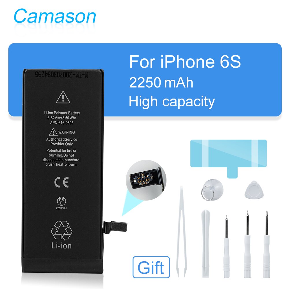 Camason Lithium Battery For iPhone 5 SE 6 6s 5s 7 8 Plus X XR XS Max 11 12 Pro High Capacity Replacement Batteries for iphone6: For iPhone 6S