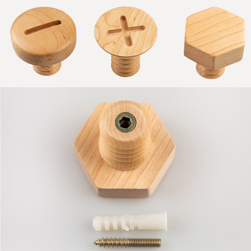 Wood Hooks Clothes Coat Hooks Screw Natural Luxury Canada Maple Wood Key Holder Wall Key Hanger Nordic Home Coat Rack