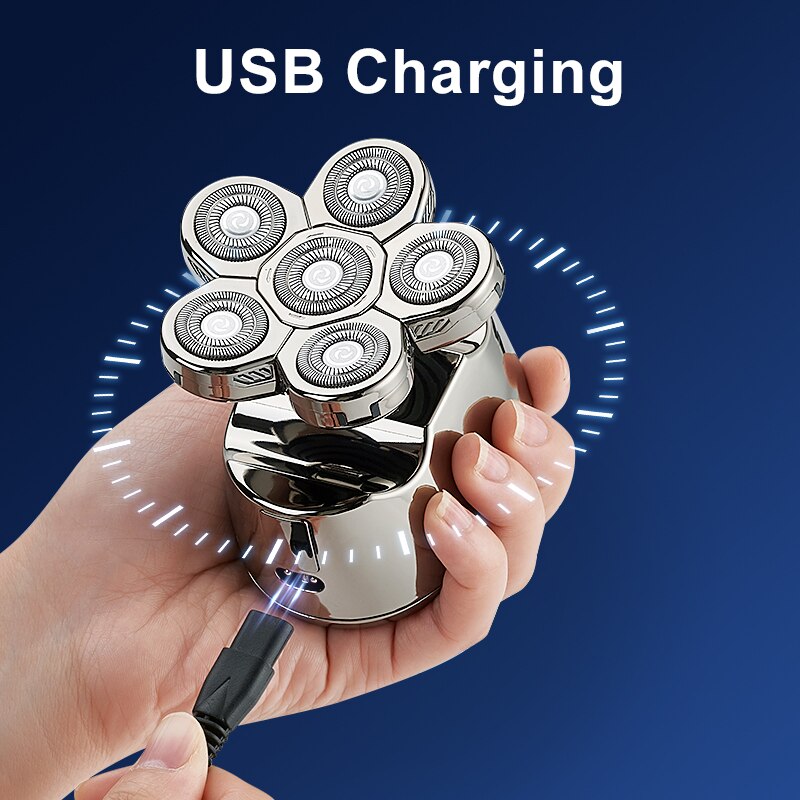 Tondeuse 5 en 1 Rechargeable par USB pour hommes, rasoir pour cheveux, nez, oreilles, barbe, lavable, flottant
