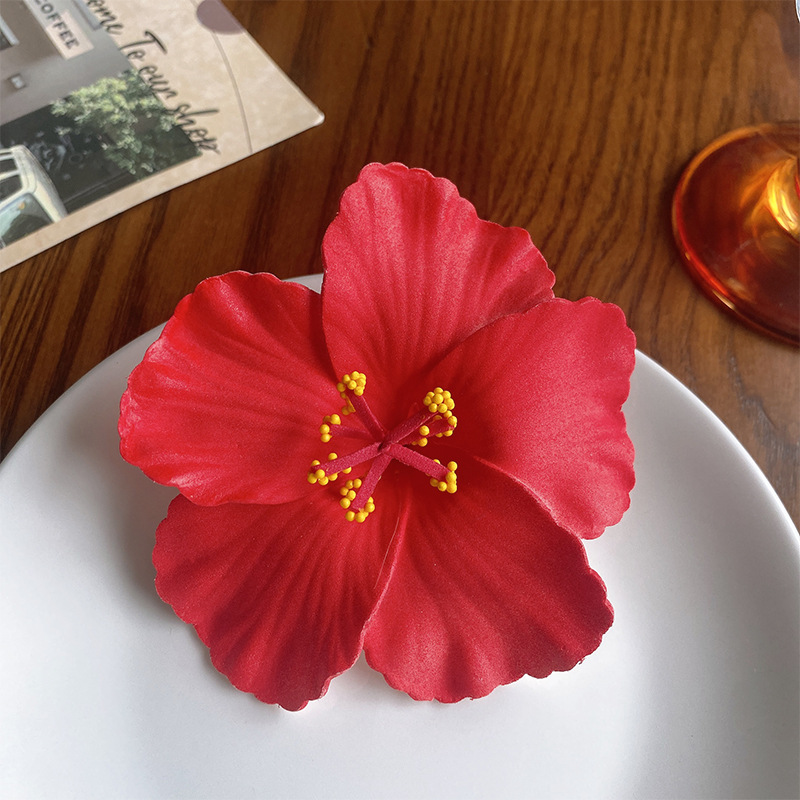 Fermaglio per capelli fiore colorato hawaiano per donne Ragazze Romantico fiore bohéaspetto clip per frangia laterale Fermagli per capelli a becco d'anatra Accessori per capelli: Viola