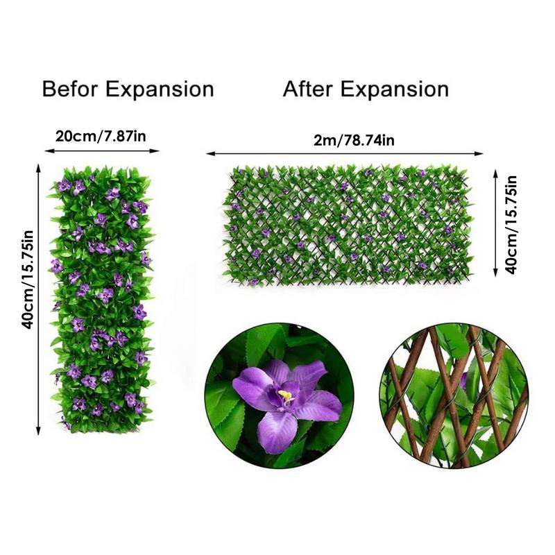 Retractable Artificial Garden Fence Expandable Wood Vines Privacy Fence Rattan Wall Hanging Creeper Ivy Plant Decoration