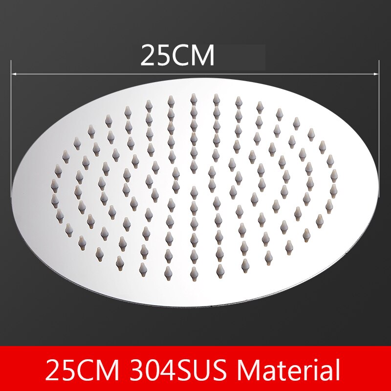 Schwarz/Chrom Edelstahl Schlecht Ultra-dünne Regen Dusche Kopf 8/10/12 Platz &Ampere; Runde Regen Hand Dusche Kopf: 10Zoll runden Chrom