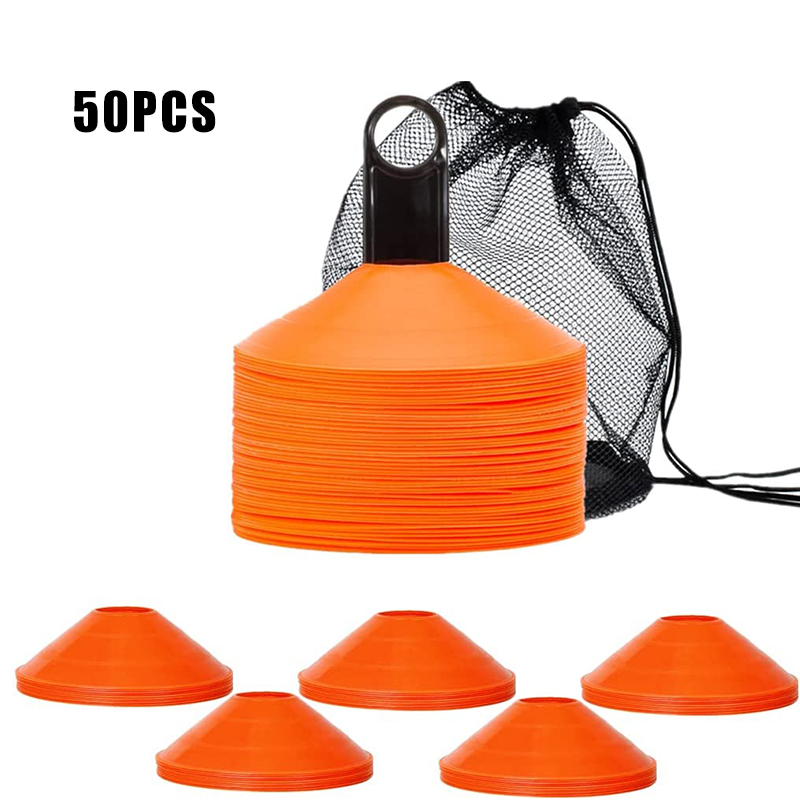 Conos de fútbol Disc Con con bolsa de transporte y soporte, marcadores de campo para entrenamiento de agilidad, conos deportivos, equipo de entrenamiento de fútbol, entrenamiento: Azul