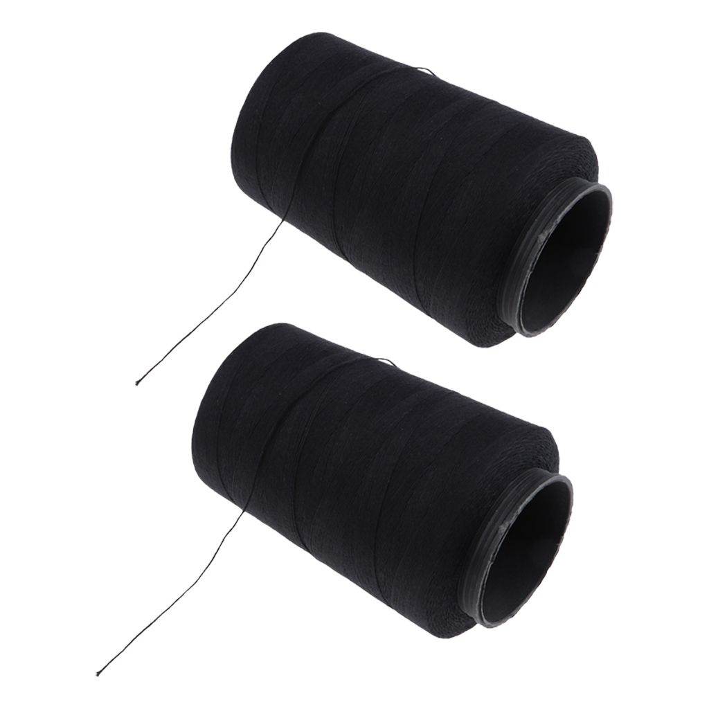 2Pcs Black Weaving Thread Spool 902 Yards for Wig Making Sewing Thread Hair Weft Weaves Extensions Braids - 825m