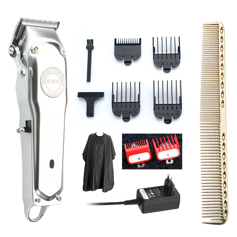 KIKI NEWGAIN Rechargeable All Metal Hair Clipper Cordless Electric Hair Trimmer Haircut Beard Shaver Machine: 106 set2