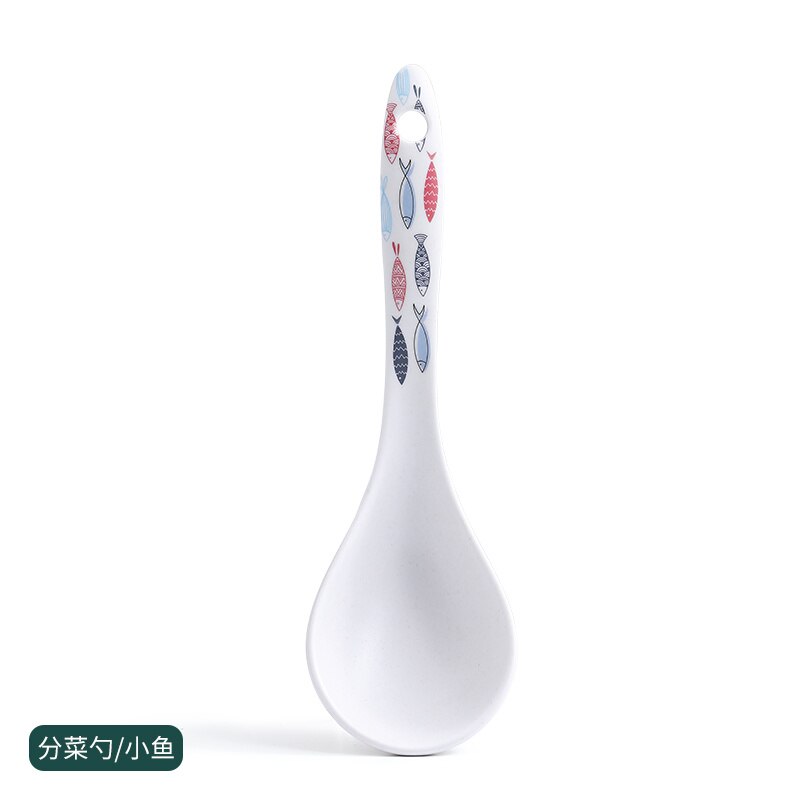 VandHome japońska łyżka robić serwowania chochla z włókna bambusowego z wzorem kreskówka długa rączka akcesoria kuchenne obiad łyżka robić zupy: Serving łyżka B