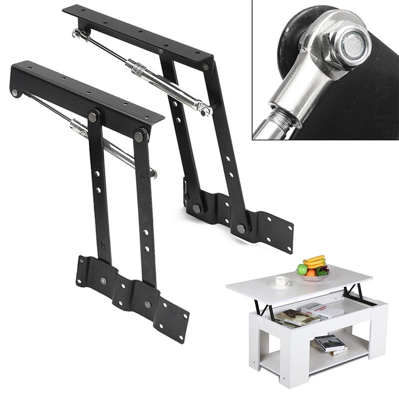 2pcs Folding Spring Tea Table Hinge Furniture Lift Up Top Mechanism Hardware DIY Lifting Rack Shelf For Coffee ComputerTable