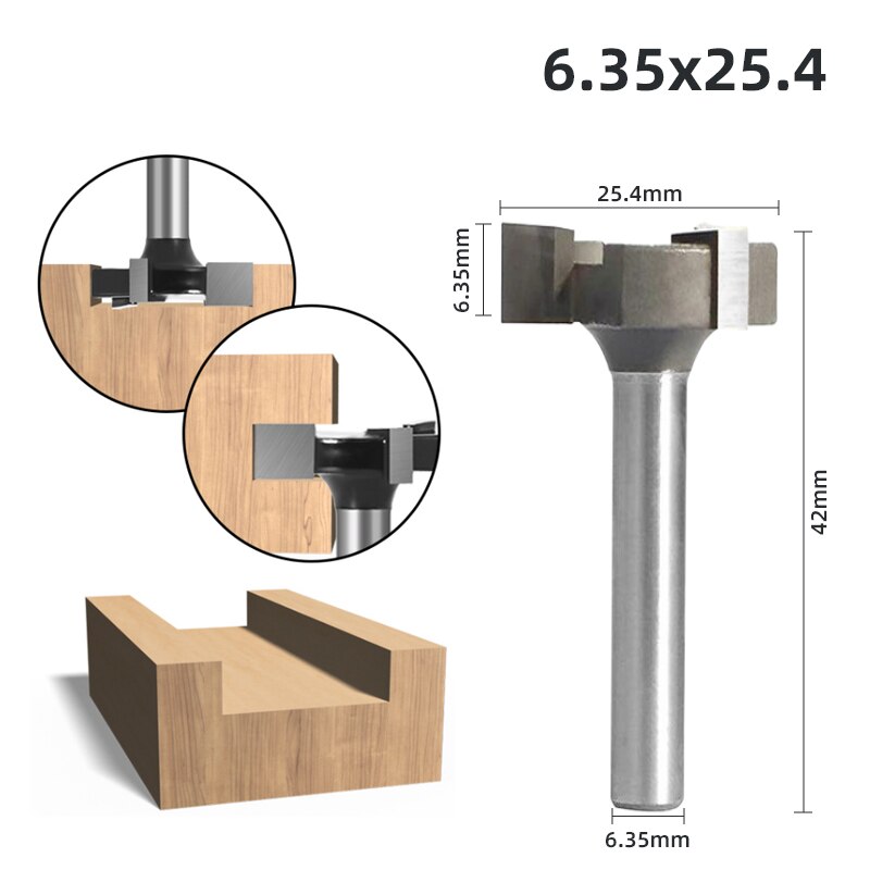 CNC Spoilboard Surfacing Router Bits, 1/4 inch 6mm Shank 1 inch Cutting Diameter, Slab Flattening Router Bit Planing Bit Wood: 6.35mmShank