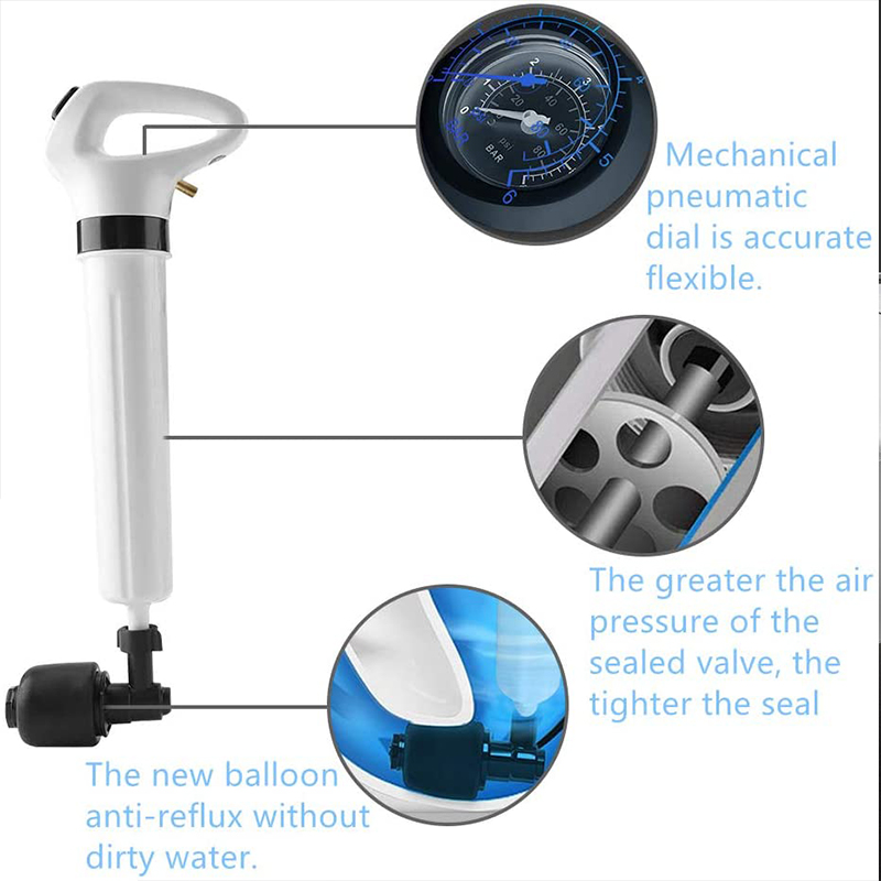 Sewer Dredge Clogged Remover Pipe Toilet Plungers Drain Blaster High Pressure Cleaner Manual Air Drain Pneumatic Dredge Tools