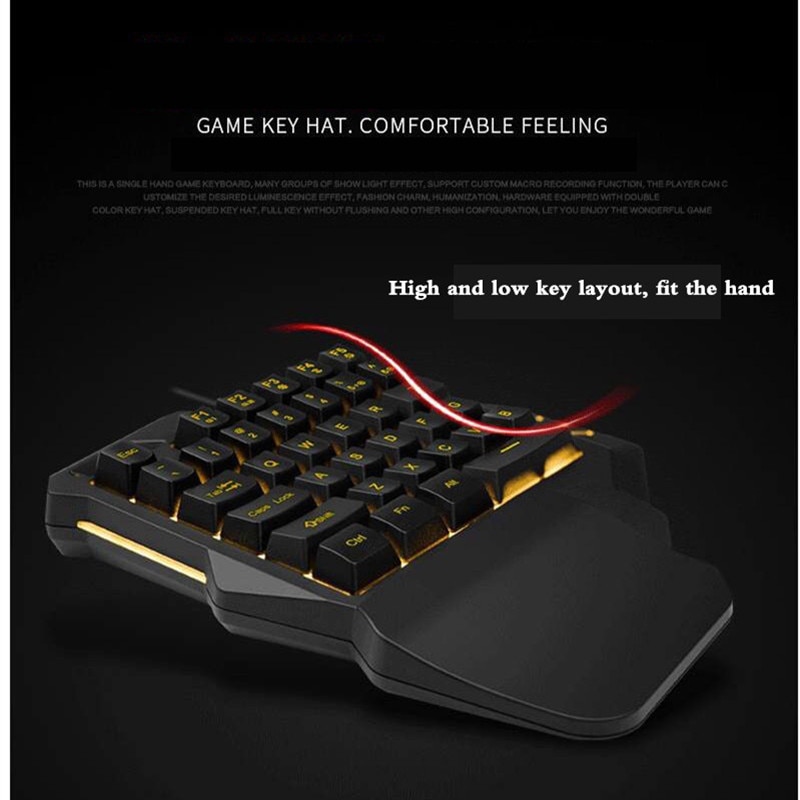 One-Handed Gaming Keyboard - 35 Keys - Ergonomic Design - Wired USB & Bluetooth 5.0 - LED Backlight