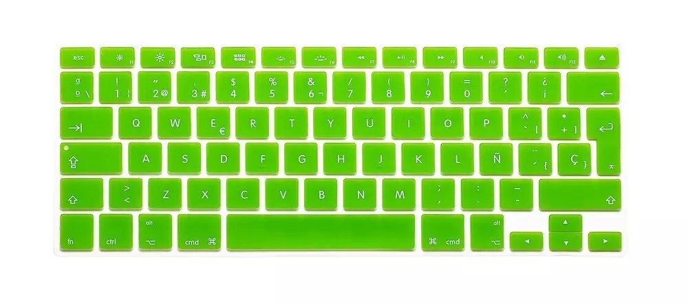 Silikone spansk bogstav tastatur cover til macbook air pro retina 13 15 17 beskytter til mac book tastatur spansk spanien eu: Grøn