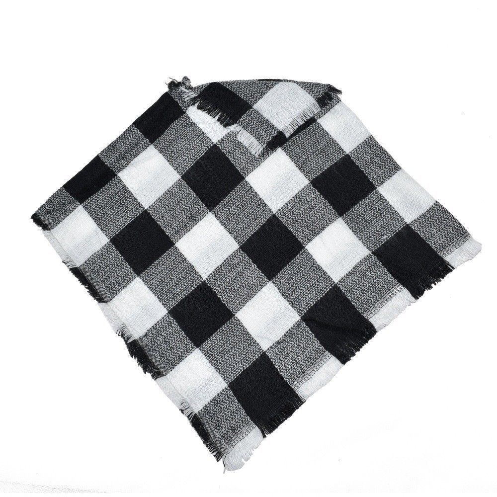 neue Fahion UNS Lagerbier freundlicher Baby Jungen Mädchen Kleinkind Jacke Mädchen Jungen Winter warm Plaid Wolle Schal Tippet Cappa: Schwarz Weiß