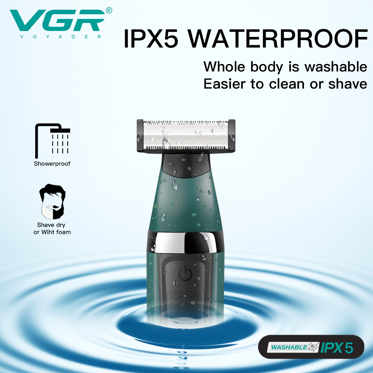 VGR afeitadora electrica para hombre afeitadora Impermeable Maquinilla de afeitar Recargable recortadora de barba Portátil maquina de afeitar cuchillas de doble cara Máquina de afeitar para hombres V-393