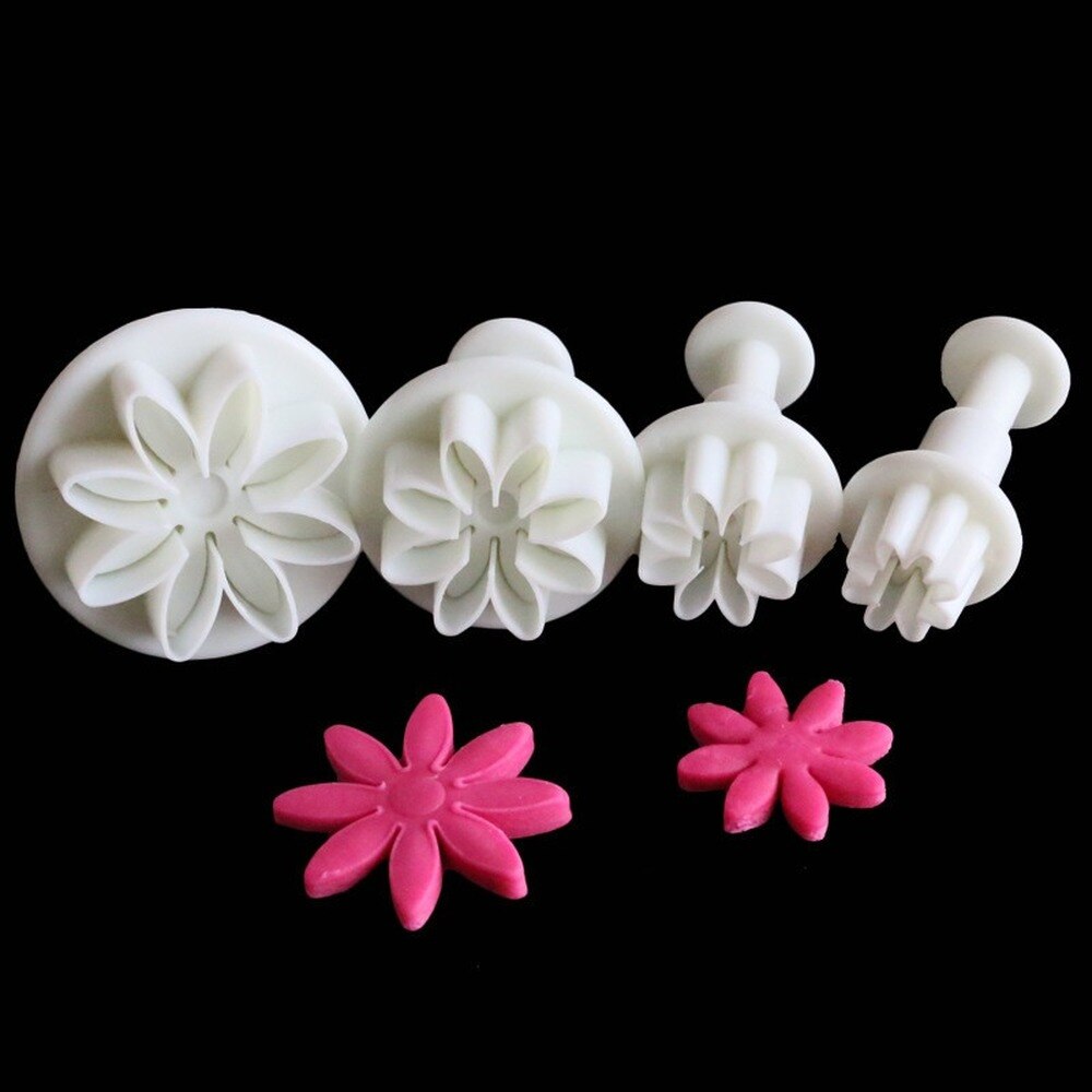 4 stk/sæt blomme marguerit småkage stempeludskærer fondant gum paste cupcake toppers form oval kiks kage dekoration presse wienerbrød værktøjer