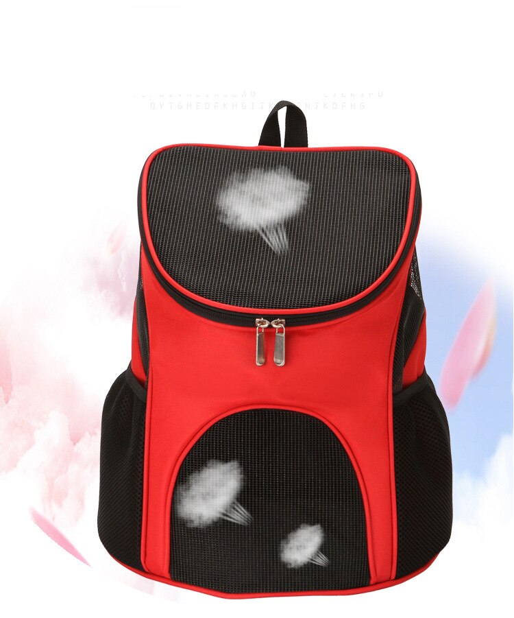 Foldbar kæledyrsbærer rygsæk pakketaske hvalp kat udendørs bærer bærbar lynlås mesh kæledyrsrygsæk pet out taske rygsæk: Rød / L