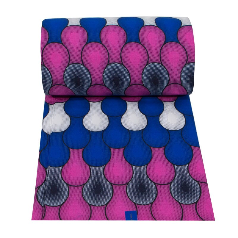 Afrikaanse Stof 100% Katoen Roze Blauw En Wit Print Stof Pagnes Africain Wax