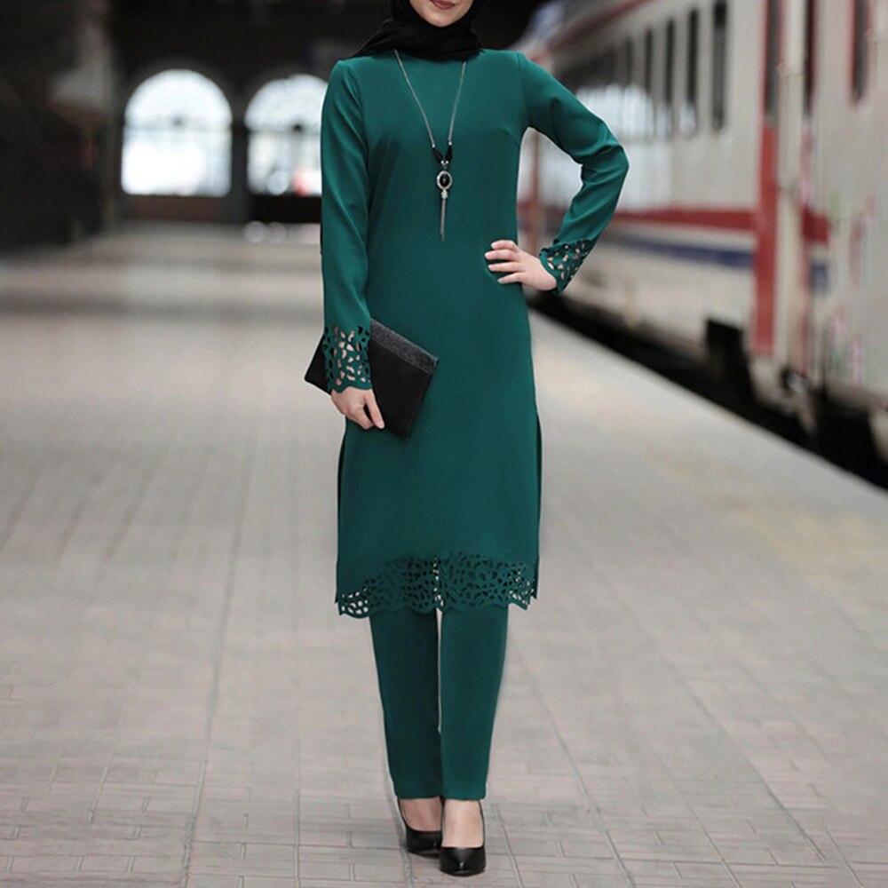 Ramadan Eid Abaya turcja muzułmański hidżab sukienka Kaftan dubaj zestaw Kaftan turecki islamska odzież sukienki afrykańskie dla kobiet Ropa garnitur: green set / XXL
