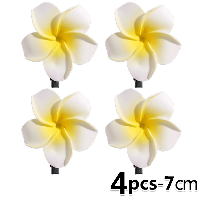 Pinzas para el cabello de flores de Plumeria para mujeres y niñas, horquillas, pasadores de flores de huevo, bolso hawaiano para de boda, sombrero, accesorios para el cabello: Plata