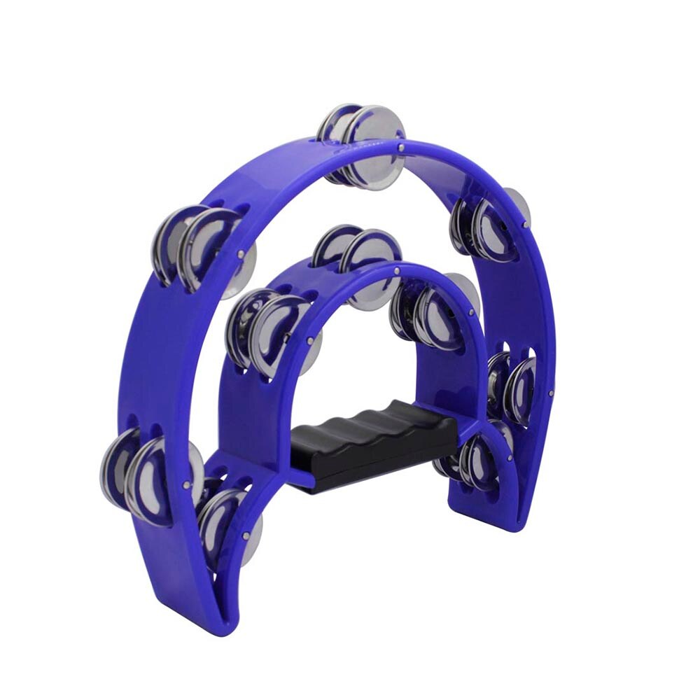 Blue Rattle Jingle Bell Percussion Instrument for KTV Party Hand Tambourine Double Row Cymbals Musical Educational Toys