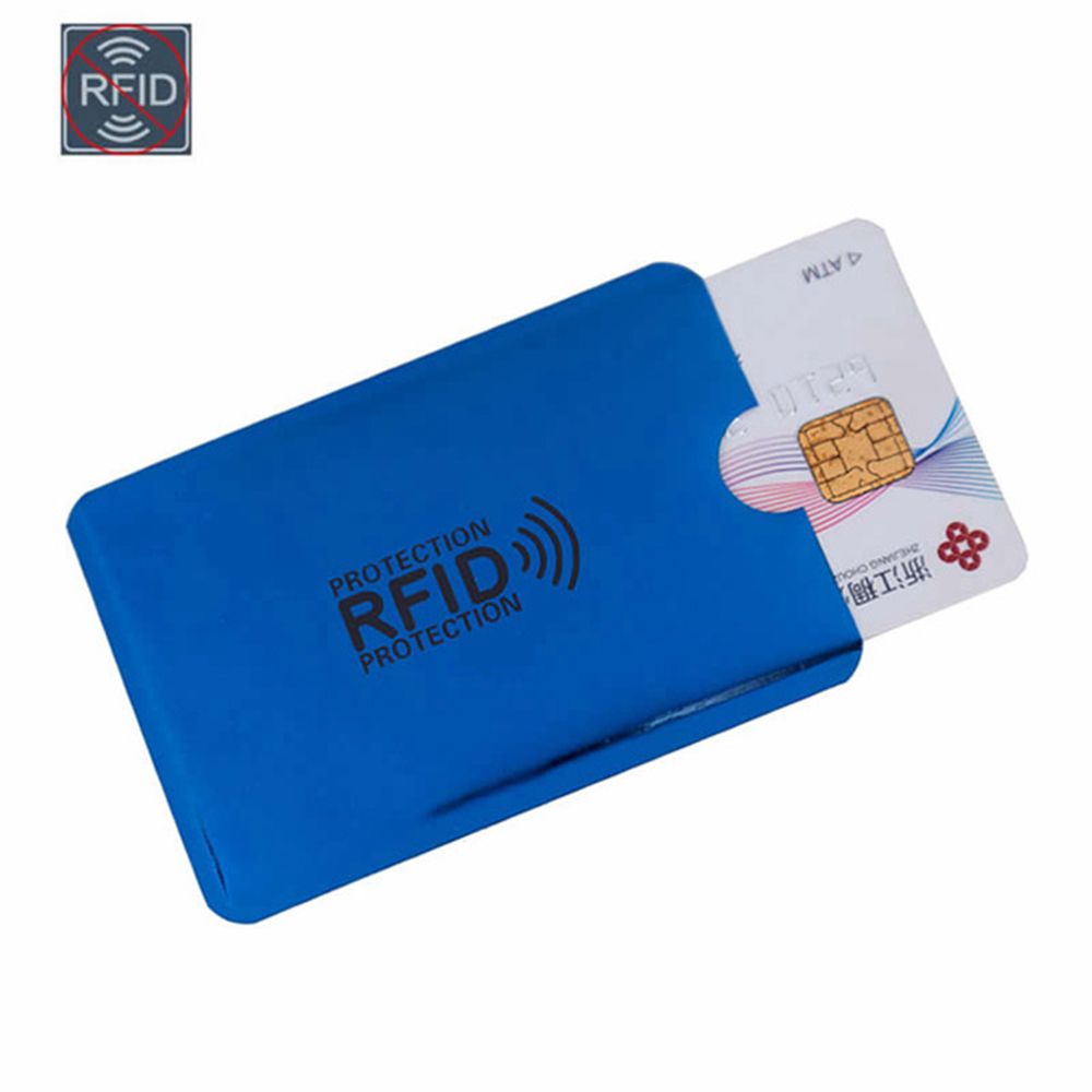 5Pcs/pack Anti Rfid NFC Wallet Blocking Reader Lock Bank Card Holder Id Bank Card Case Protection Metal Credit Card Holder: blue