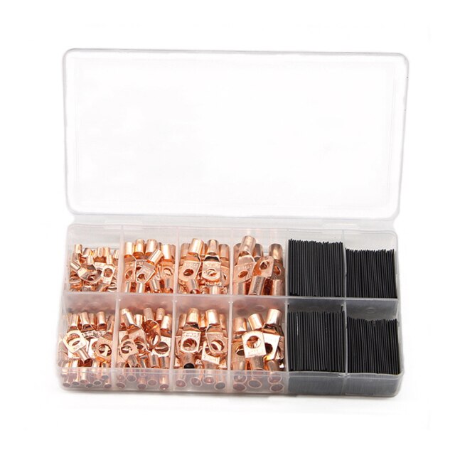 60/260Pcs Assortment Car Auto Copper Ring Terminal Wire Crimp Connector Bare Cable Battery Terminals Soldered Connectors Kit: MULTI