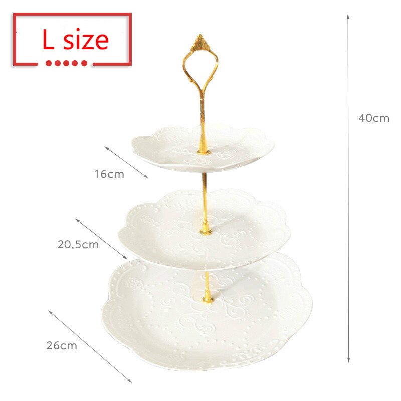 European three-story two-story fruit plate dry tray afternoon tea dessert trays baking table multi-story cake rack cafe tables: L size 3 layers