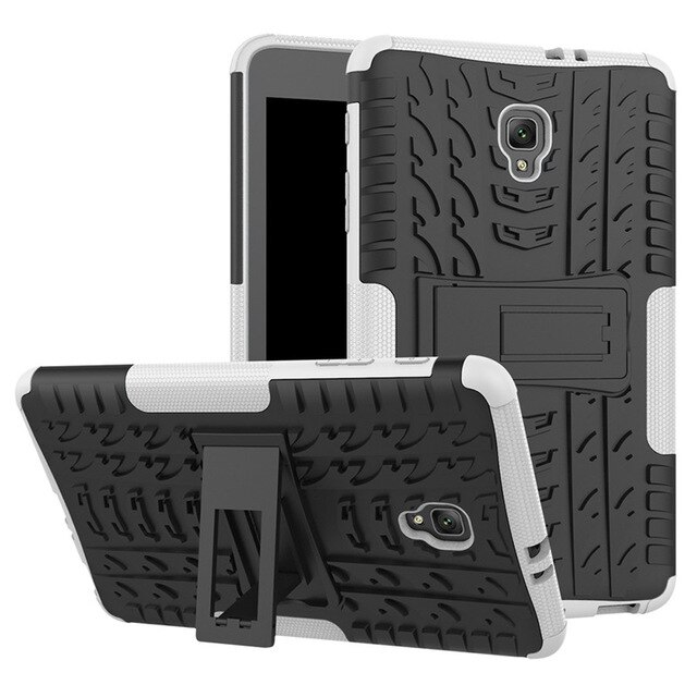 Heavy Duty 2 in1 Hybrid Anti-knock Rugged Durable Shockproof Case For Samsung Galaxy Tab A 8.0 T380 T385 case+film+pen: white