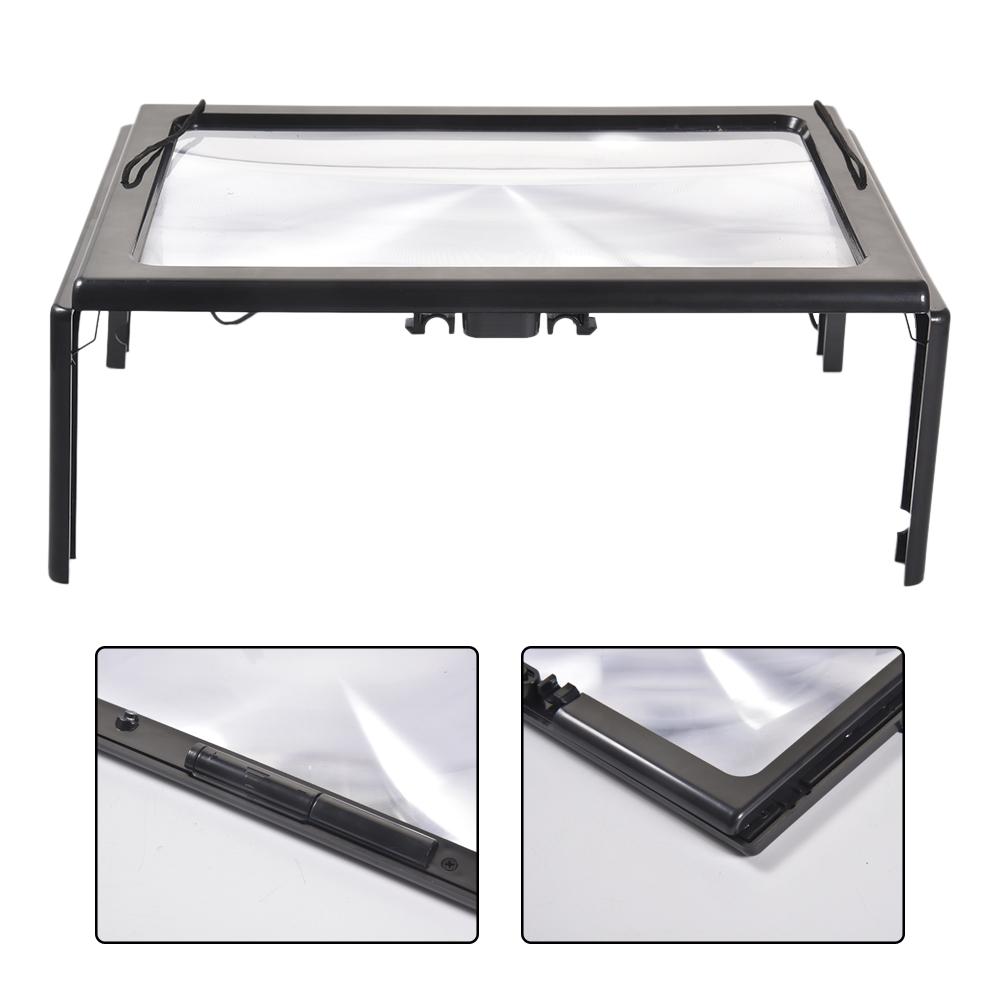 11.8" X 8" Magnifying Glass Rectangular 3X Reading Magnifier LED Lighted Illuminated Foldable Desktop Portable Maginifier