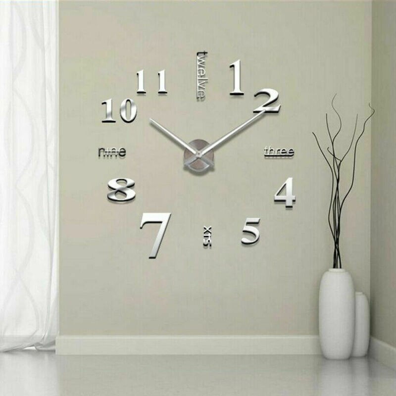 Large Wall Clock Big Watch Decal 3D Stickers Roman Numerals DIY Wall Modern Home Decor Crystal Mirror Vinyl Art Sticker Decals