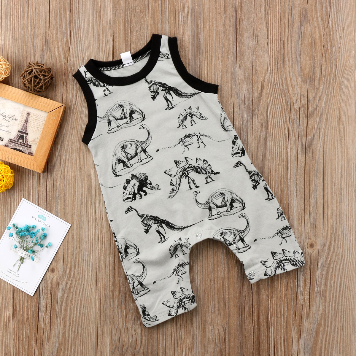 0-24M Pasgeboren Baby Jongens Meisjes Zomer Dinosaurus Romper Jumpsuit Mouwloze Outfits Kleding