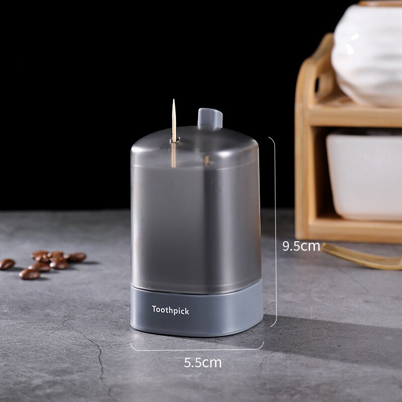 Automatic Pop-up Toothpick Storage Box Portable Pop-up Toothpick Holder Container for Restaurant Kitchen Toothpicks Dispenser: Gray