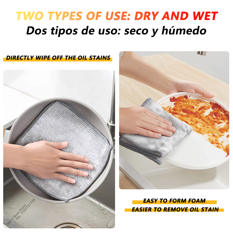 Chiffon de nettoyage magique, fil polyvalent, chiffon de nettoyage Miracle, filet de vaisselle innovant, serviette à main pour grille de vaisselle de cuisine