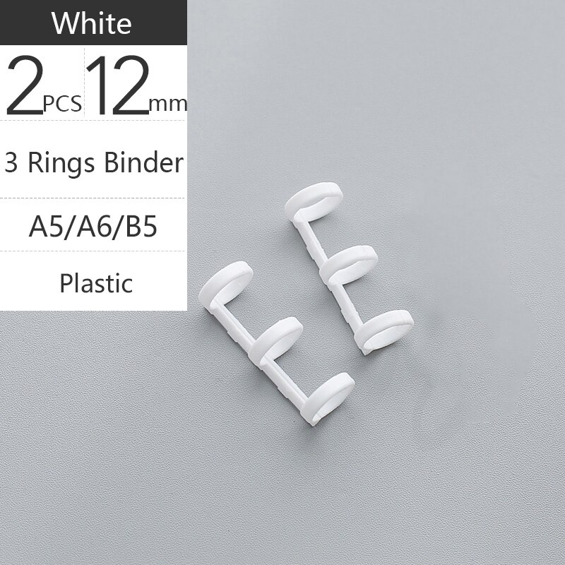 Colorful Plastic Loose-leaf Hinged Rings Binder Metal Notebook Ring DIY Books Binding Clamp Binder Desk Calendar Circle: Plastic White x2