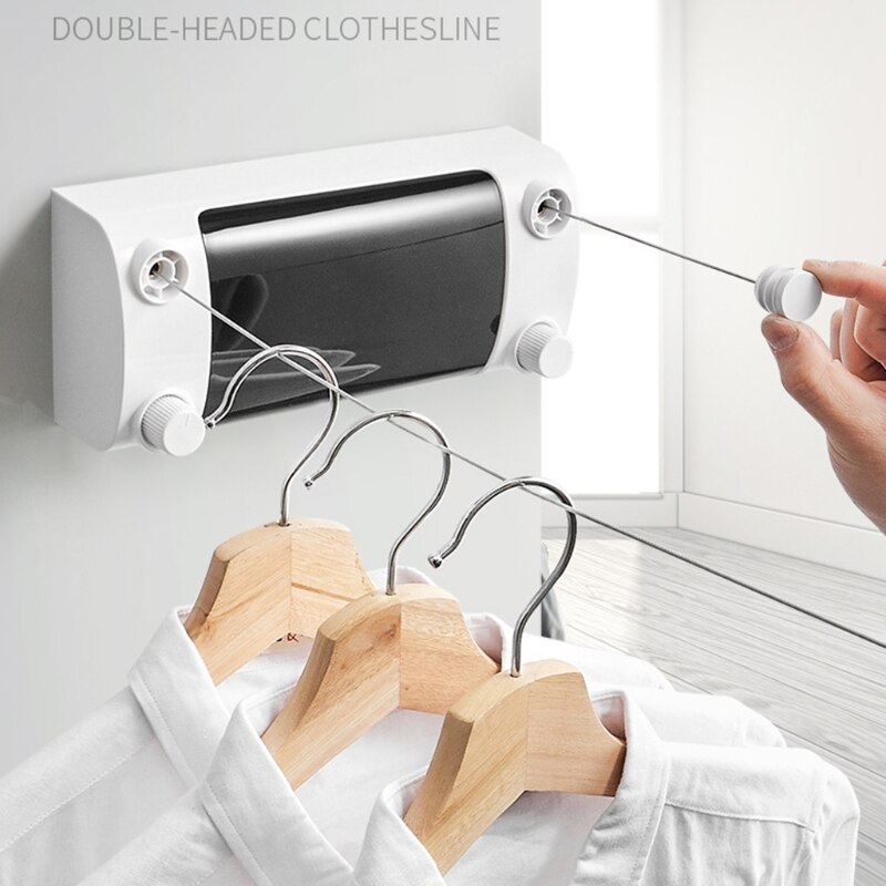 Retractable Double-headed Clothes Line Outdoor Indoor Drying Rack Clothesline