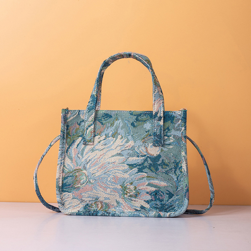 Lässige, faltbare stoff-einkaufstasche, monet-ölgemälde, umweltfreundliche, wiederverwendbare einkaufstasche, leichte schultertasche, mittlere größe