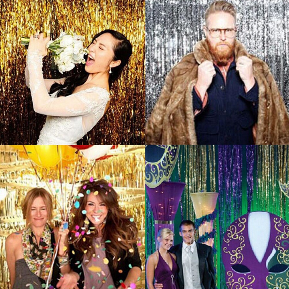 Bursdag bryllup dekorasjoner folie fest dør gardin tinsel shimmer