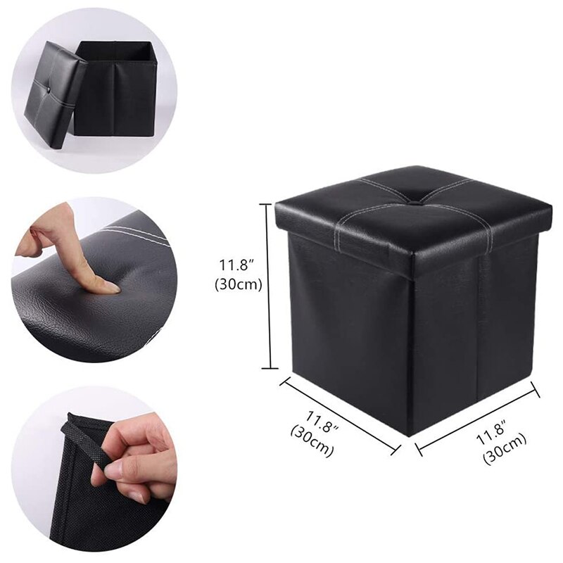 Faux Leather Small Square Foot Rest Stools,Foot Stool with Storage,Folding Storage Ottoman Footrest Stool